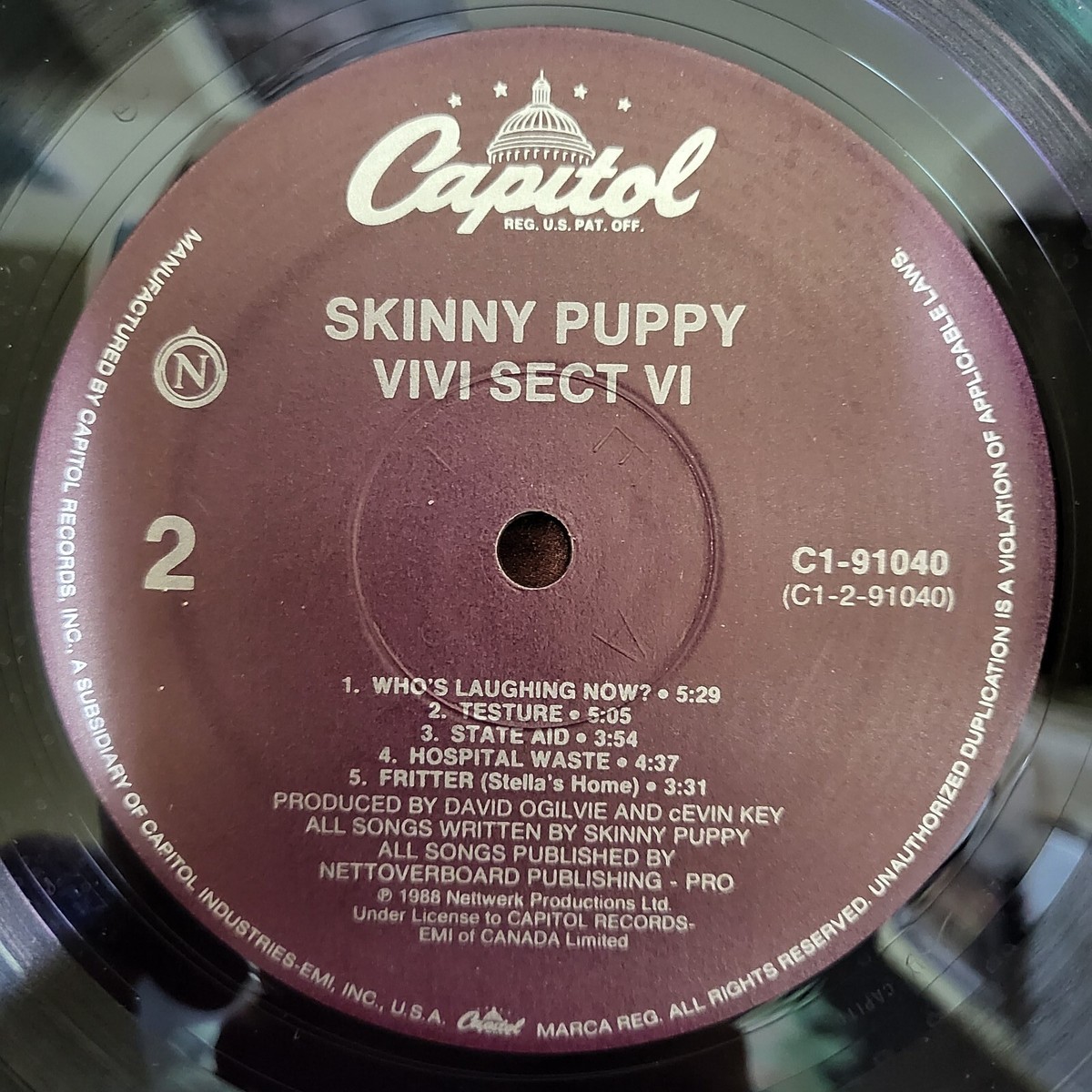 Skinny Puppy – VIVIsectVI Vinyl 1988 Capitol US First Pressing W