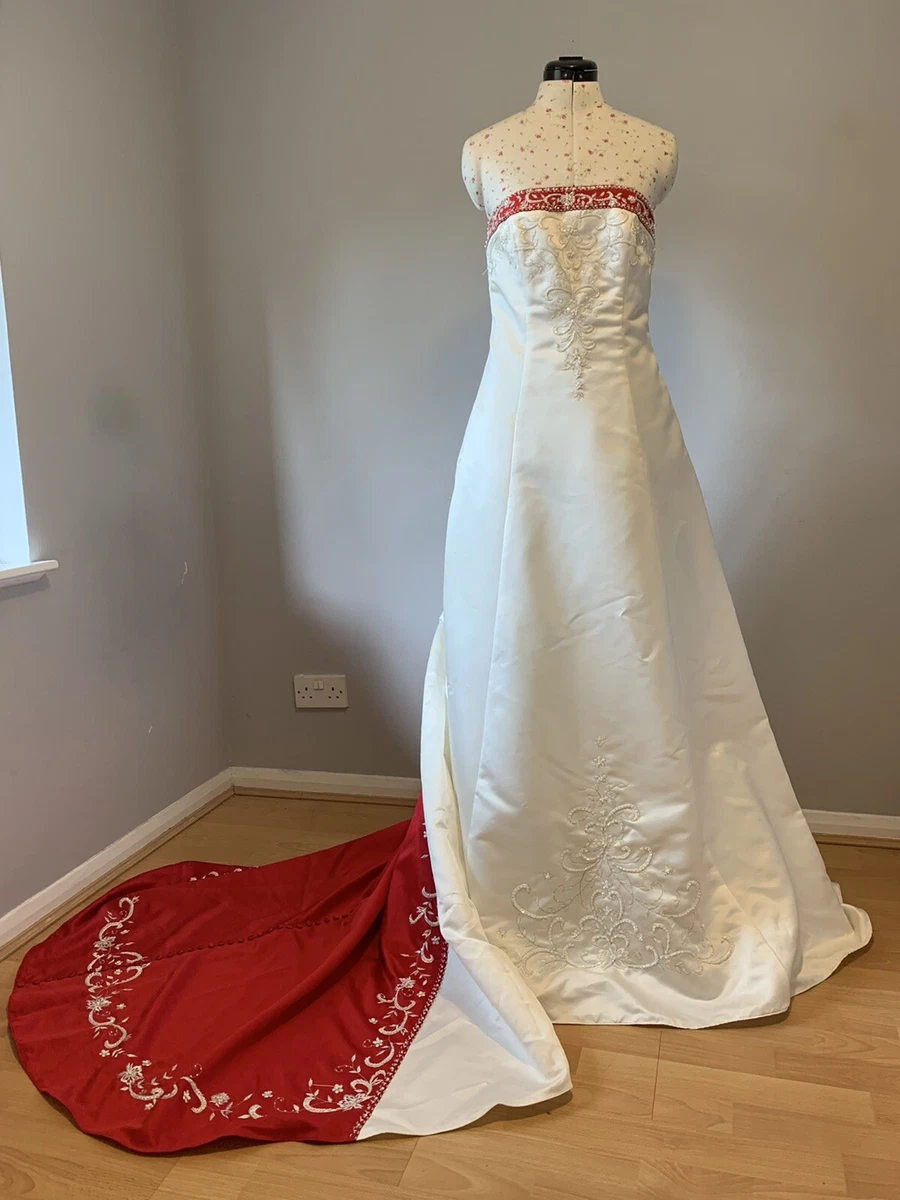 Red and ivory 2025 wedding dress