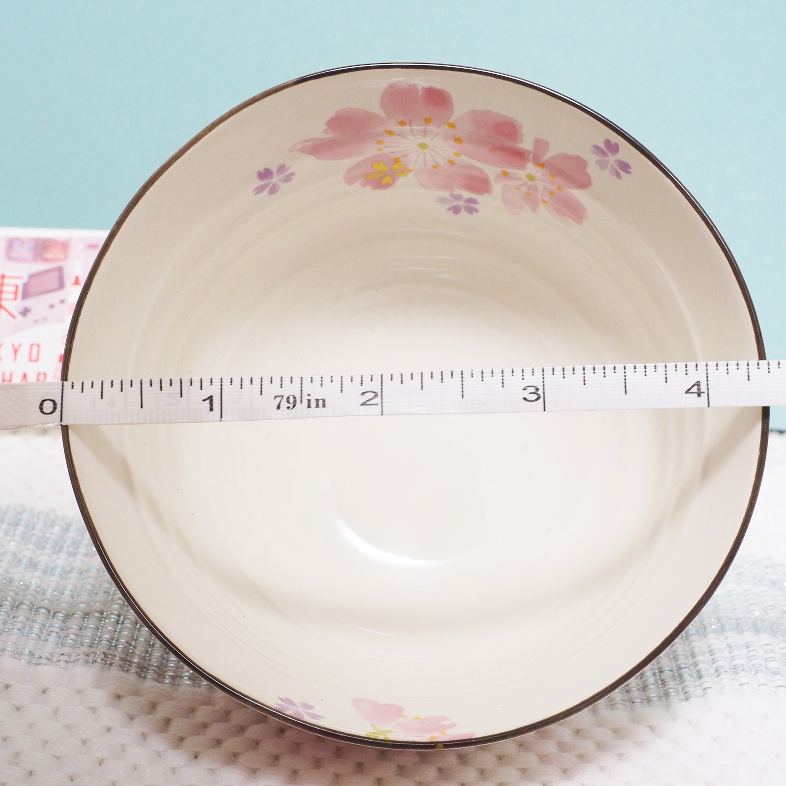 Japanese Rice Bowl Tea Cup Chopstick Set Mino-Yaki Cherry Blossom Made in Japan