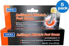 Lucky ANTIFUNGAL Medicated Cream Ointment Sale Cures Athletes Foot Fungus 5-Pack
