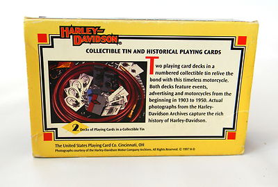 harley davidson limited edition tin historical playing cards Harley Davidson Licenced Historical Playing Cards in Limited Edition Tin Davidson playing cards in a collector tin 1997 Harley Davidson Playing Cards