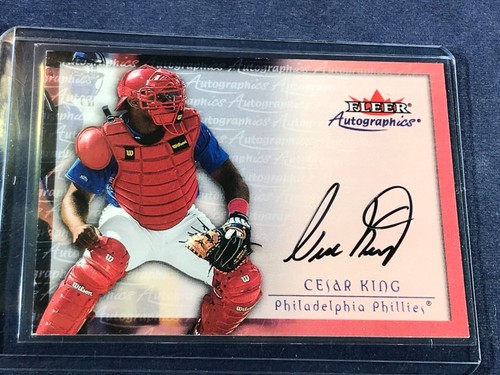 G3-46 BASEBALL CARD - CESAR KING PHILADELPHIA PHILLIES - 2000 FLEER -AUTOGRAPHED - 第 1/2 張圖片