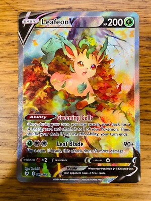 NEAR MINT! Leafeon V (167/203) Evolving Skies Full Art Ultra Rare Pokemon Karte!