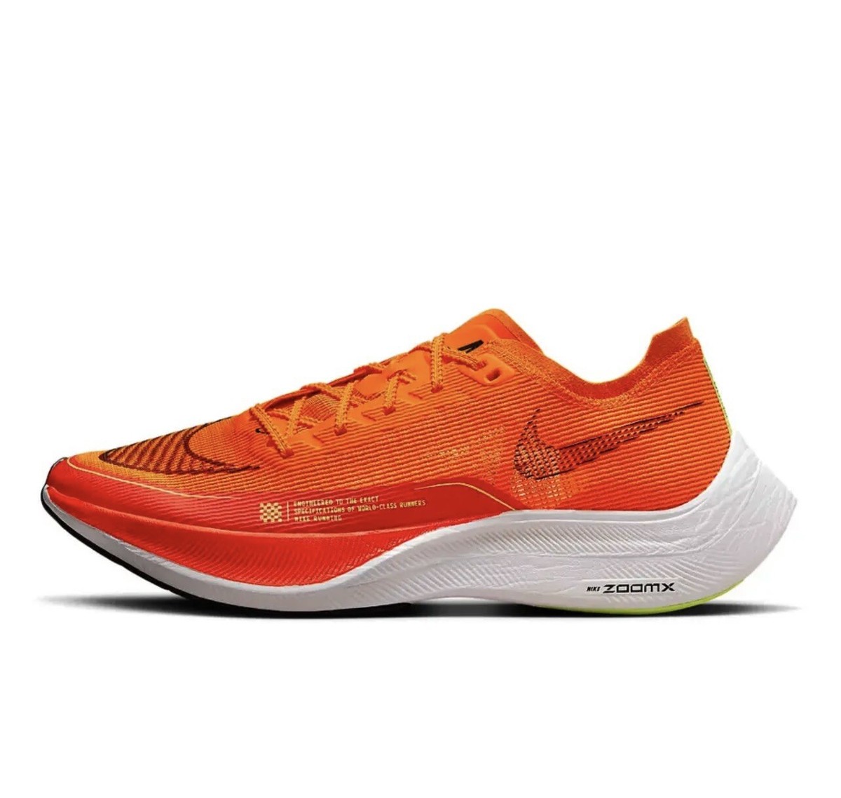 NIKE ZOOMX VAPORFLY NEXT% 2 TOTAL ORANGE-BLACK-WHITE MENS SZ