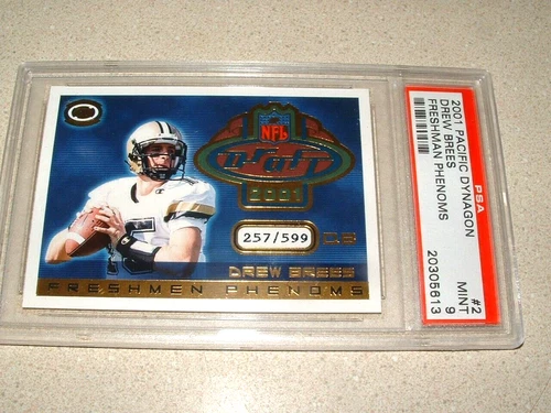 2001 PACIFIC DYNAGON DREW BREES FRESHMAN PHENOMS ROOKIE CARD /599 PSA MINT 9
