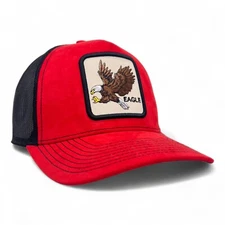 Mesh Trucker Hat Eagle Patch Suede Baseball Cap Snapback Adjustable Size Mens
