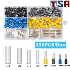 390Pcs AWG 2 4 6 8 10 12 14 16 Wire Ferrules Kits Crimp Terminals Connectors Kit