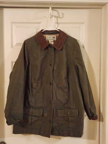 LL Bean Chore Women’s 1X Flannel Lined Olive Green Adirondack Coat/Jacket