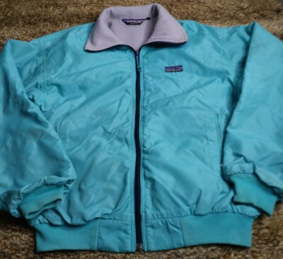 Vintage Patagonia Bomber Fleece Lined Jacket Turquoise Girls