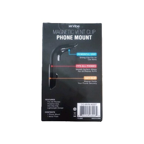 Vibe Universal Magnetic Vent Clip Phone Mount For Cars - Black - Picture 2 of 3