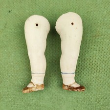 Antique dollhouse doll legs, porcelain, "653 / 3", 2.84" / 72 mm, wire fixing