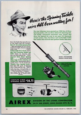 1950 Airex Fishing Reel Old Fishing Reel Print Ad Man Cave