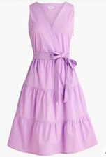 New J.Crew Women's Size 2 Faux Wrap Sleeveless Mini Dress in Bright Lilac Purple