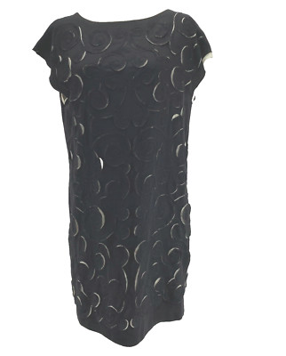 Catherine Malandrino Shift Dress Womens M Black Cut Out Design Nation Party