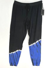 PJ Salvage Lounge Jogger Pants Women Large Stretch Elastic Waist Black Tie-Dye