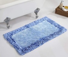 New Better Trends Ruffle Border Bath Rug 24"X40" Rectangle Blue