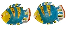 Linens N Things Retired Bright PORCELAIN FISH Serving Dishes Set Of 2 7.5X6”
