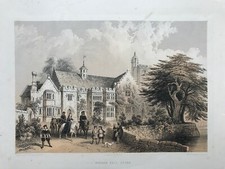 1847 Antique Print; Horham Hall, Thaxted, Essex after Fairholt