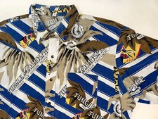 Rare Jungle Atmosphere Safari Hawaiian Shirt Men's L Vintage 70s Palm Fish Snap