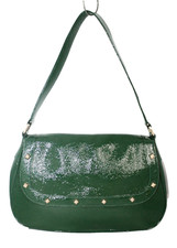 BAEKGAARD Studded Flap Shoulder Bag Green Tex...
