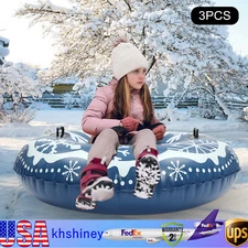 3pcs 40inch Round Snow Sleds for Kids and Adult, PVC Ski Circle Inflatable Sled