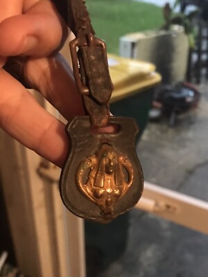 Antique Early 1900's Leather Brass Egyptian Illuminati Pocket Watch