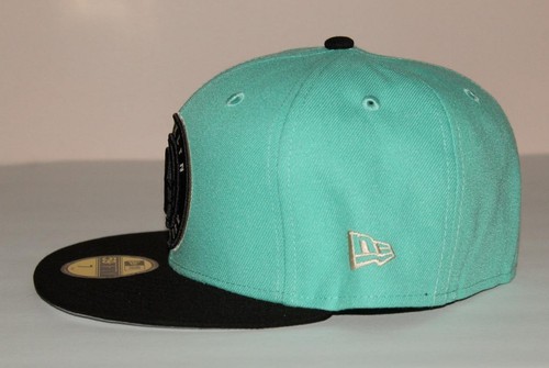 59Fifty New Era Fitted Hat Cap BROOKLYN NETS NBA MINT BLACK Size 7 *W7 - Picture 4 of 9