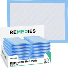 Remedies - Disposable Bed Pads 23" X 36" - 50 Count - Large Bed Pads for Inconti
