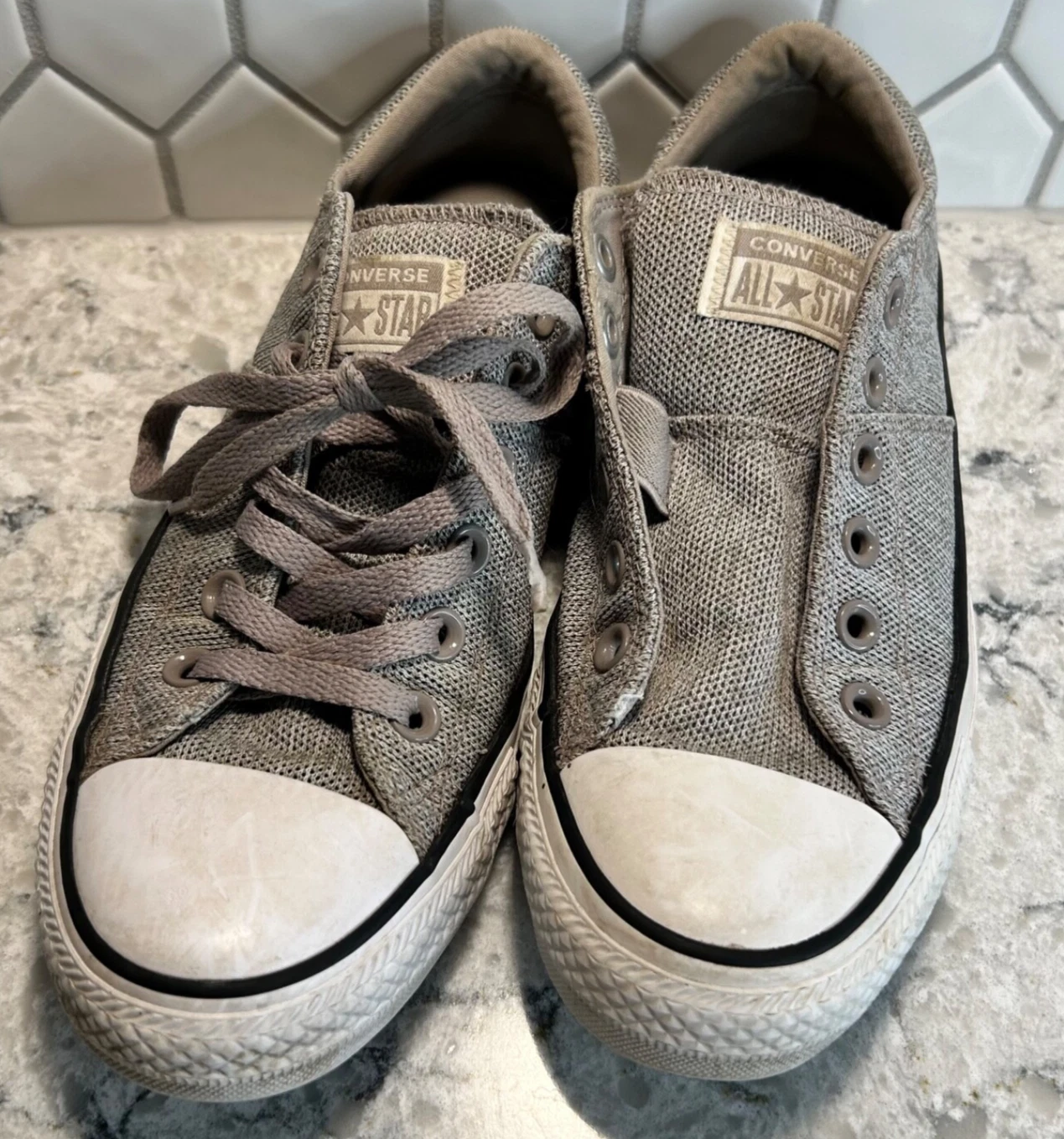 Sneaker basse stringate Converse All Star da donna taglia 8 Chuck Taylor grigie UK 6