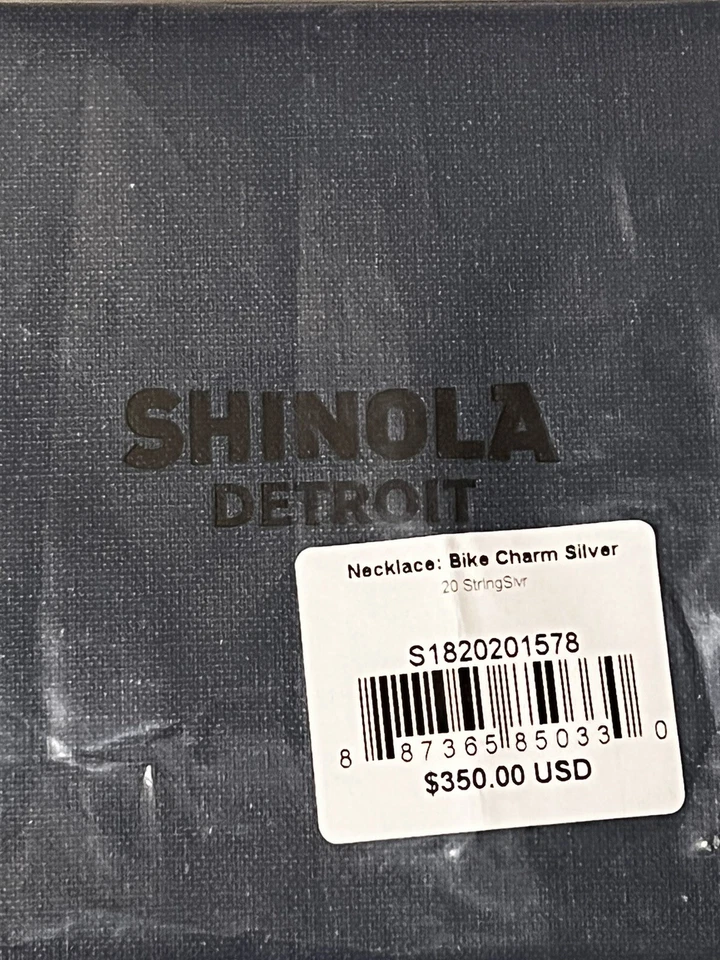SHINOLA Detroit Plata Esterlina Bicicleta Colgante Collar Runwell Reloj Ónix Nuevo Foto 4 de 4