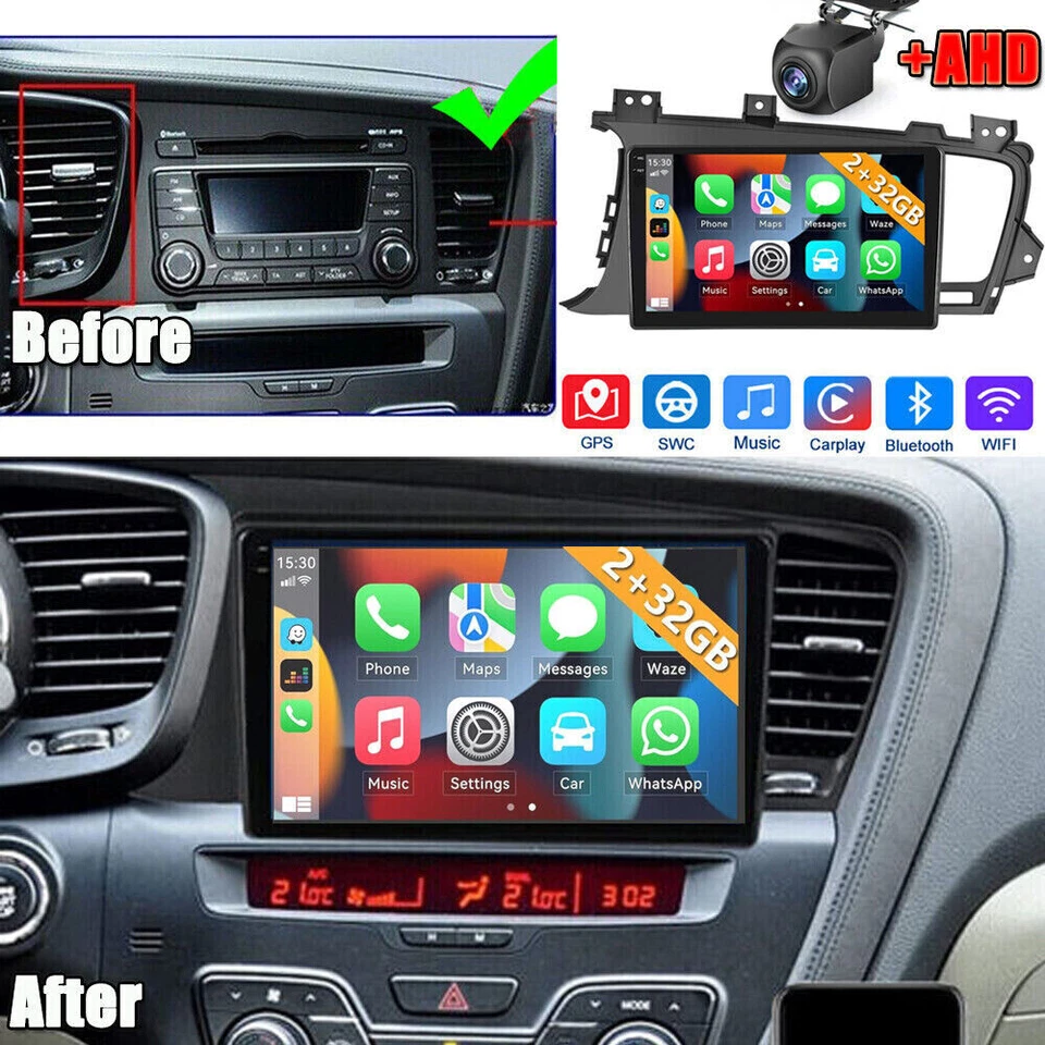 9" 4+64GB Carplay Android Auto Head Unir For Kia Optima 2011-2015 Car Radio GPS - Image 3 of 4