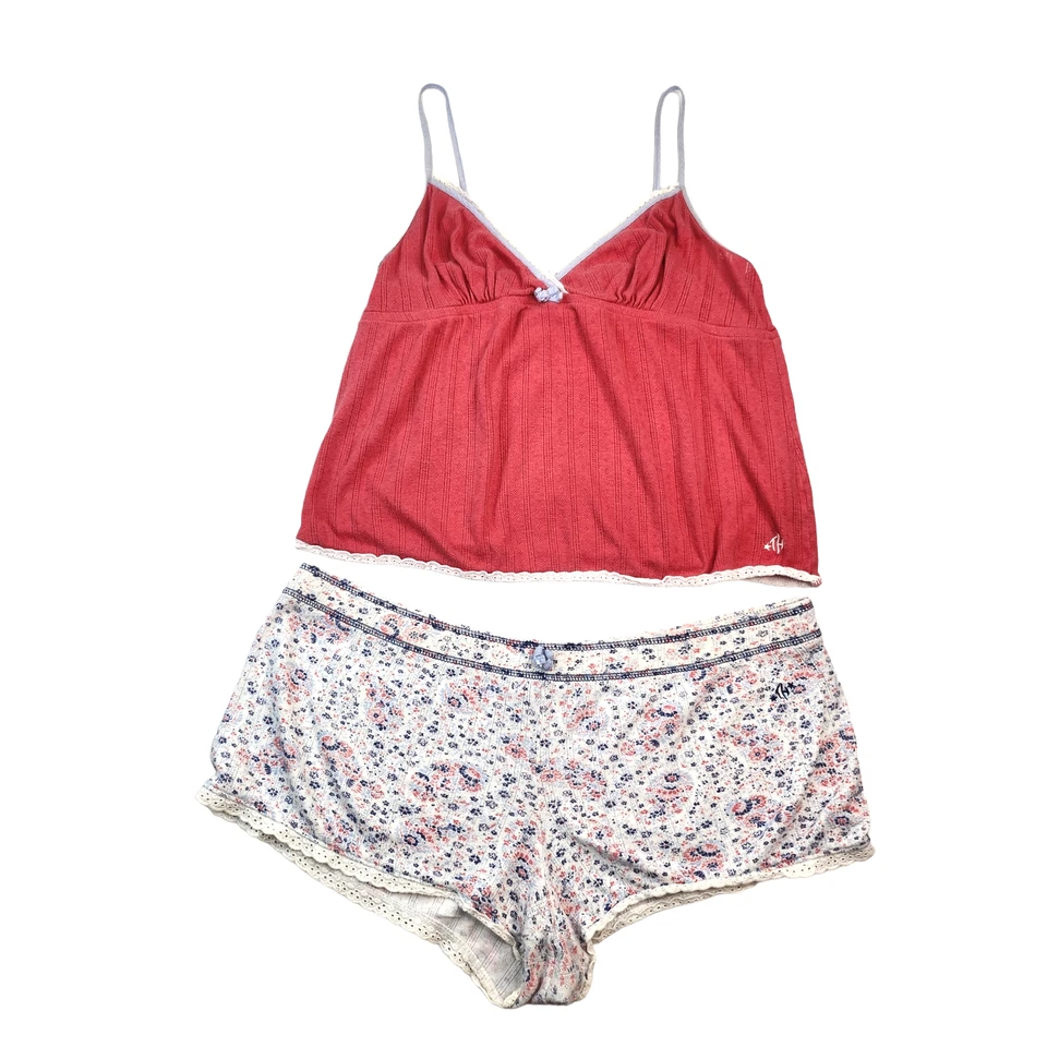 Tommy Hilfiger Conjunto de Pijama Mujer Pequeño Coral Rosa Blanco Floral Camiseta sin Mangas y Pantalones Cortos Foto 2 de 4