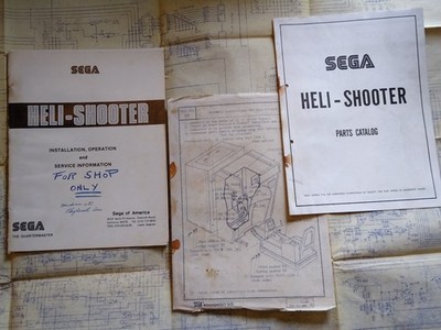 Sega Heli-Shooter Arcade Manuals Lot of 3 Service Parts Assembly Guides 1977