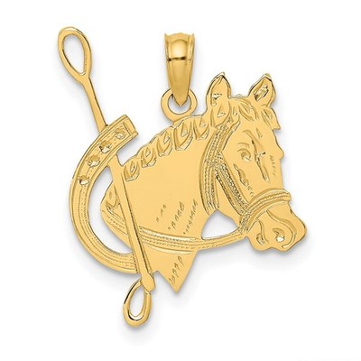 10K Gelbgold strukturierter Pferdekopf und Schuh Charm Anhänger 1,11g