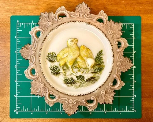 Vintage Painted 6" Milk Glass Easter Plate with Chicks Chickens