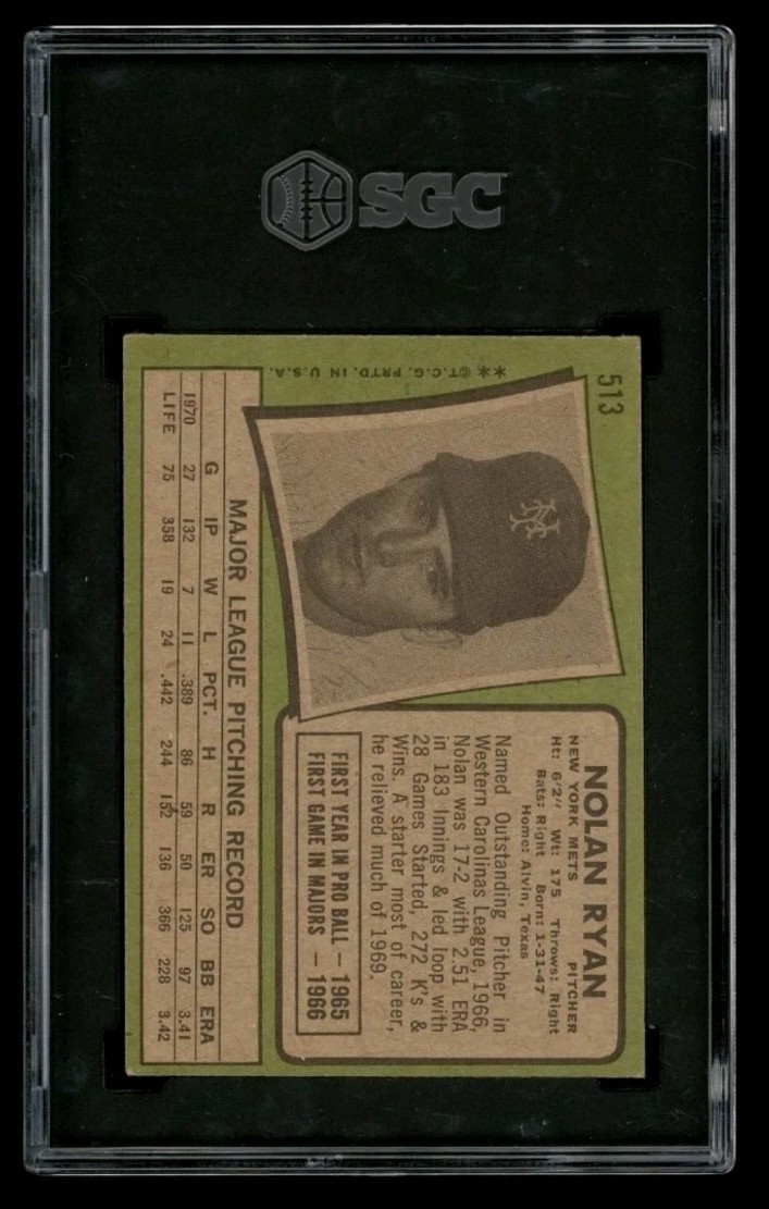 1971 Topps Nolan Ryan #513 SGC 4.5 view 2