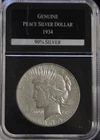 1934  US Peace Silver Dollar $1 F PCS Black Holder