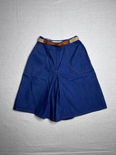 VTG 70s Sears Denim Culottes Skort High Waist Wide Leg Shorts Belted Sz 24 25 26