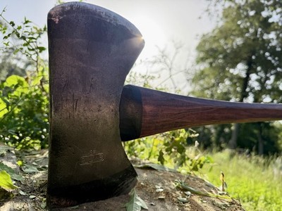 Vintage Plumb 3 1/2lb Double Bit Axe Fully Hung, 36  Octagon Cut Hickory Handle