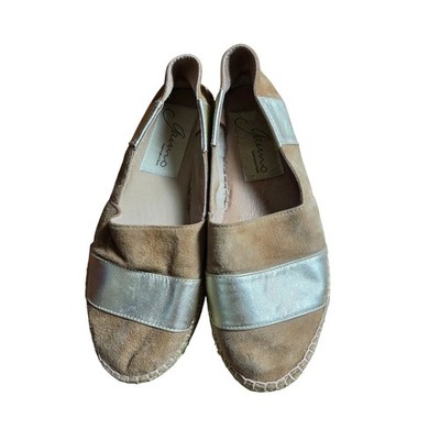 Gaimo Chicco Suede Metallic Platform Espadrille Flats  Handmade 7-7.5 Spain