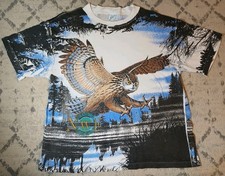 L Vintage 1990s All Over Print Shirt Vintage NWF OWL AOP t shirt Made in USA