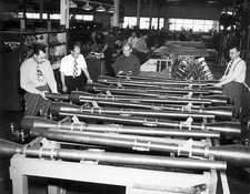 Final inspection of mm guns in a weapons factory 1954 1950s Old Photo
