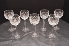 Set of 7 Waterford Crystal Wine Glasses 7.25" Tyrone hock wine Goblets Stems