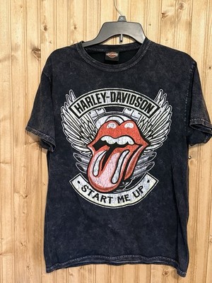Harley Davidson Rolling Stones Start Me Up Tee Las Vegas Acid Wash Medium Shirt