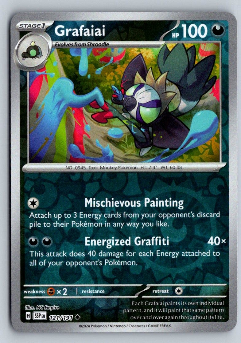 Grafaiai 121/191 Uncommon Surging Sparks Pokemon Reverse Holo Near Mint