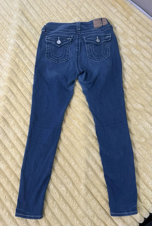 Pantalones de mezclilla para mujer True Religion ajustados azules talla 29x28 Foto 3 de 4