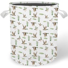 Mallard Duck Nursery Laundry Basket, Farmhouse Waterfowl Mallard Ducks Laundry