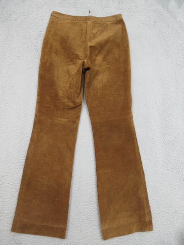 Valerie Stevens Pants Womens 6P Brown Leather Suede Flare Lined High Rise Petite - Picture 2 of 17