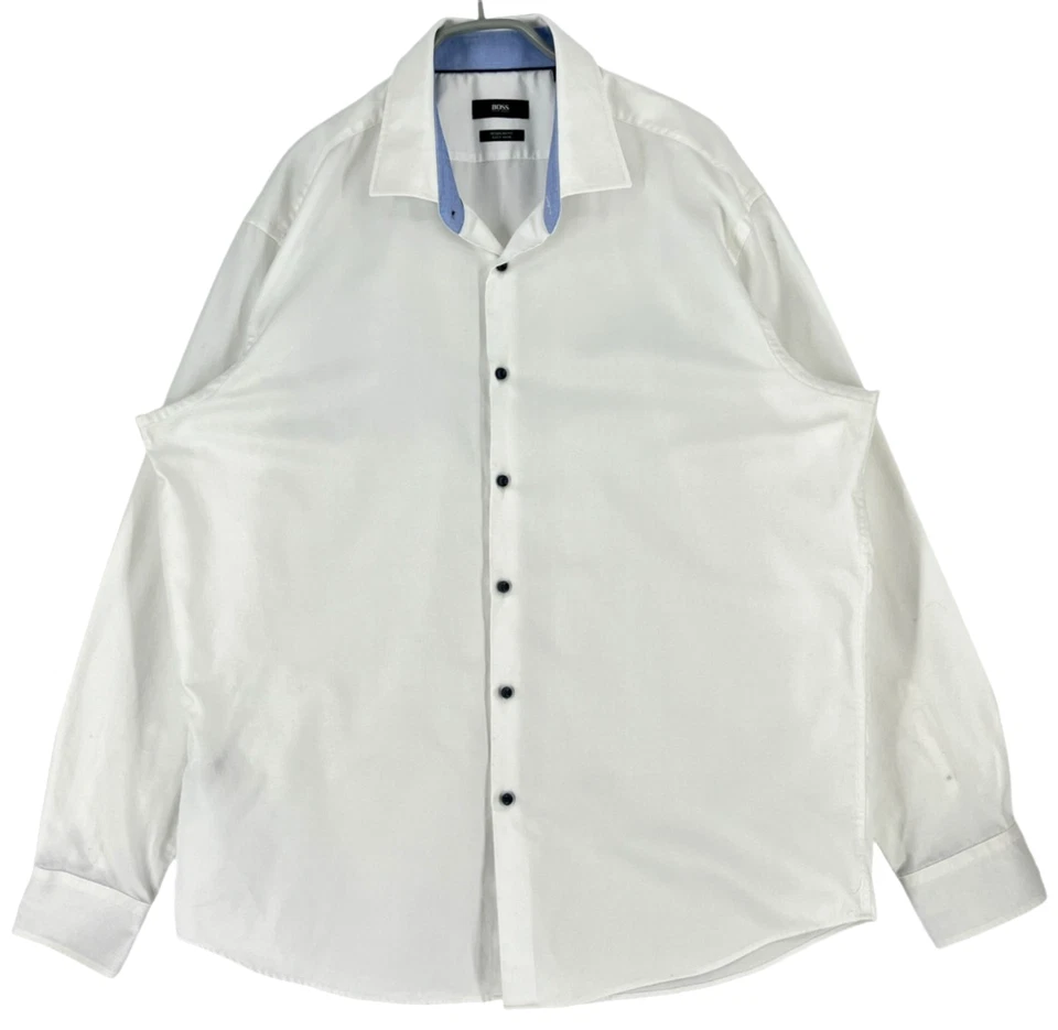 HUGO BOSS Hugo Gorax Chemise Habillée Col Boutonné Taille 2XL Blanc - Photo 1/4