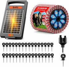 24 Hour Solar Electric Fence Charger, 10 Miles Electric Fence Wire and Insulato